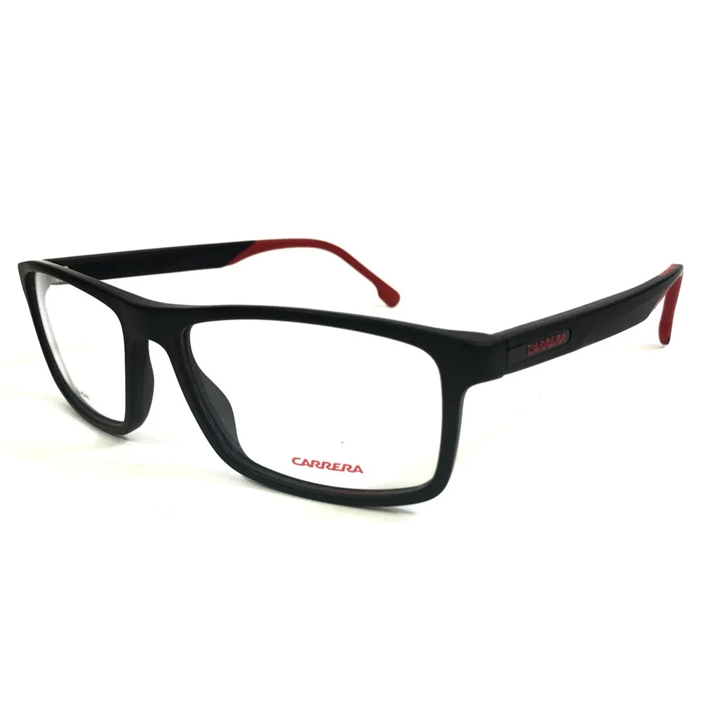 Carrera Eyeglasses Frames 8865 003 Matte Black Red Rectangle Full Rim 55-16-145